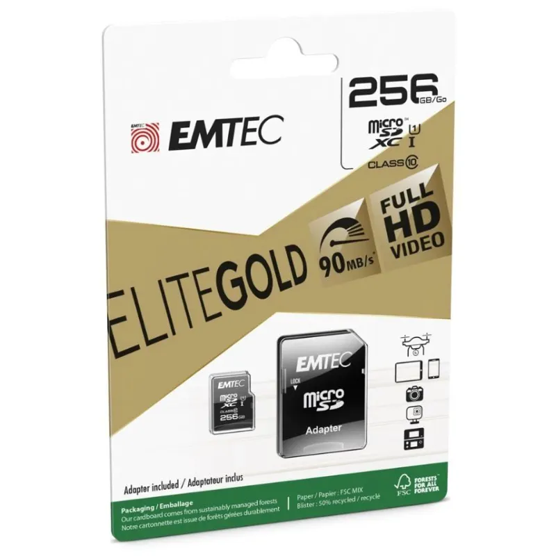 Emtec MicroSDXC 256GB UHS-I U1 EliteGold