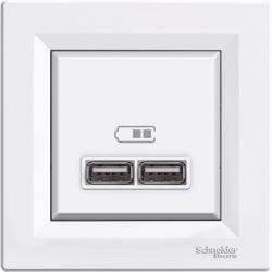 Usb kontaktligzda asfora 2.1a balta