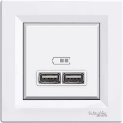 Kontaktdakšiņu savienotājs Schneider Electric Asfora USB SOCKET, balta krās.