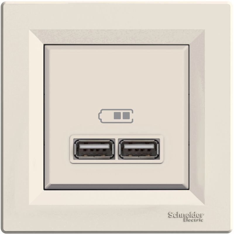 Usb kontaktligzda asfora 2.1a krem