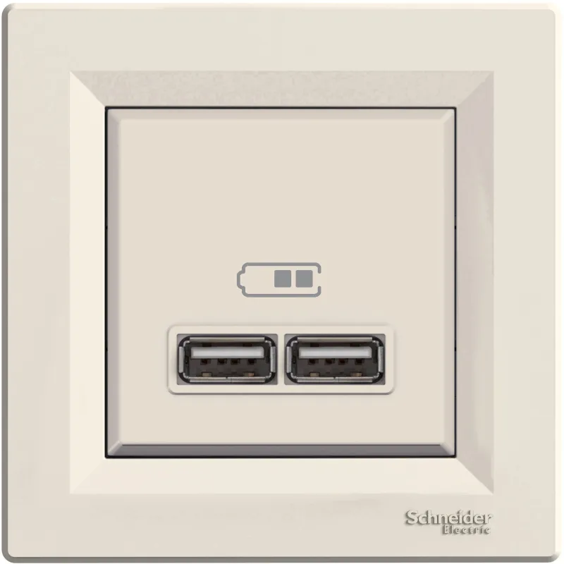 Usb kontaktligzda asfora 2.1a krem