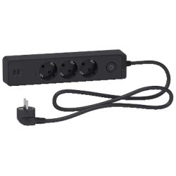 Pagarinātājs 3-viet. 1.5m ar 2usb melns
