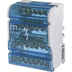 Savienojuma spaile ETI EDB-407, 5 x 1,5-6 mm²,2 x 6-16 mm², 125 A, zila krās.