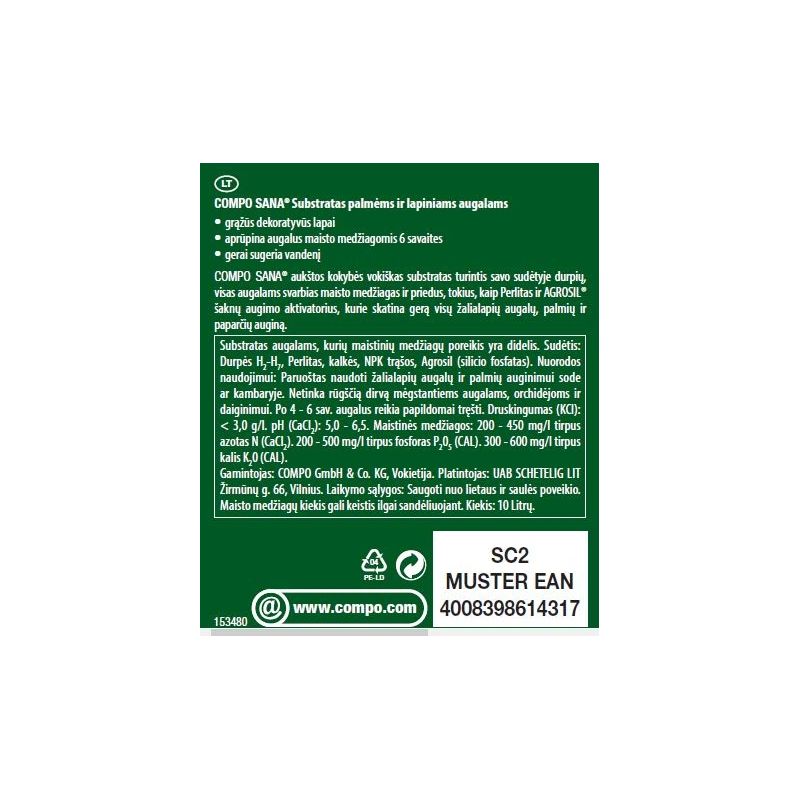 Augsnes substr zaļajiem aug 10l c-sana