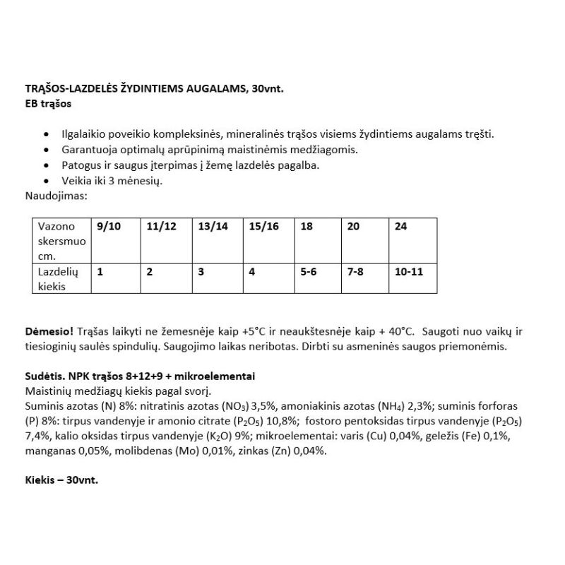 Mēslojuma stienīši ziedošajiem aug.compo