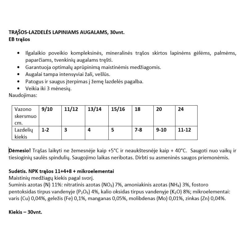 Mēslojuma stienīši zaļajiem aug.compo