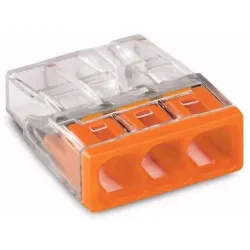 Клеммная колодка Wago 2273-203, 3 x 0.5-2.5 mm², 24 а, oранжевый цв., 25 шт.