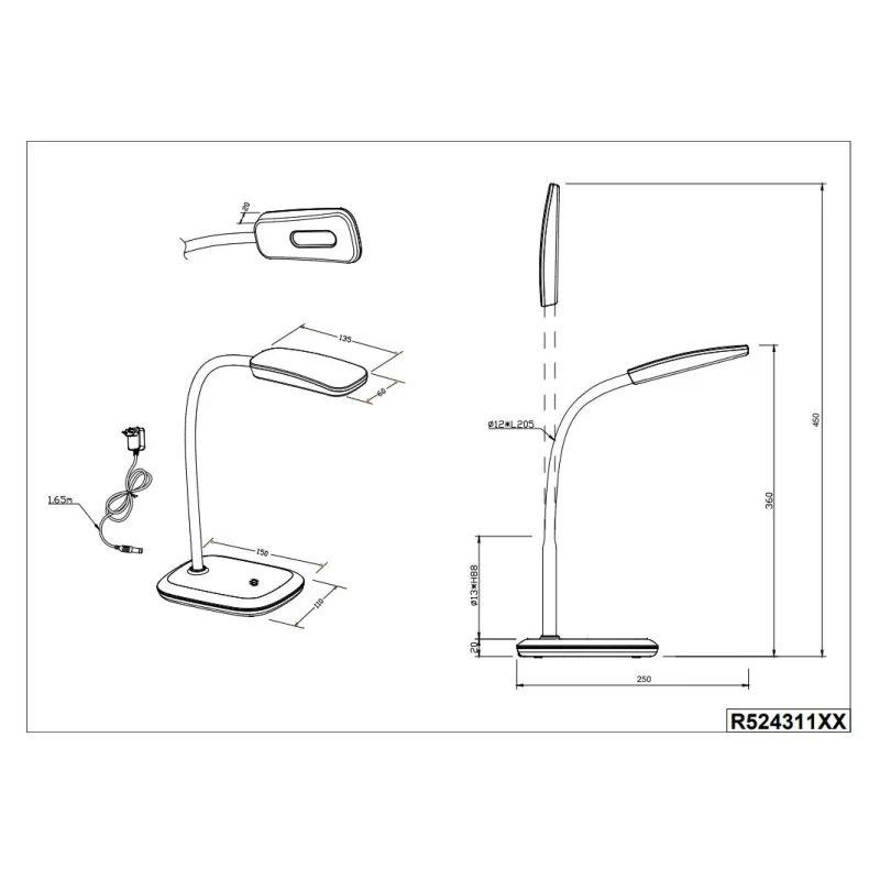 Darba galda gaismeklis Reality BOA, LED, 3.5W