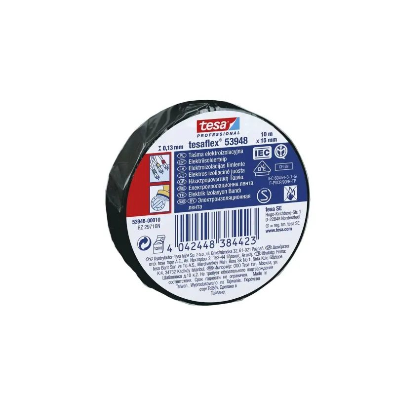 Elektrības izolācijas lente Tesa 53988, melna krās., 10 m