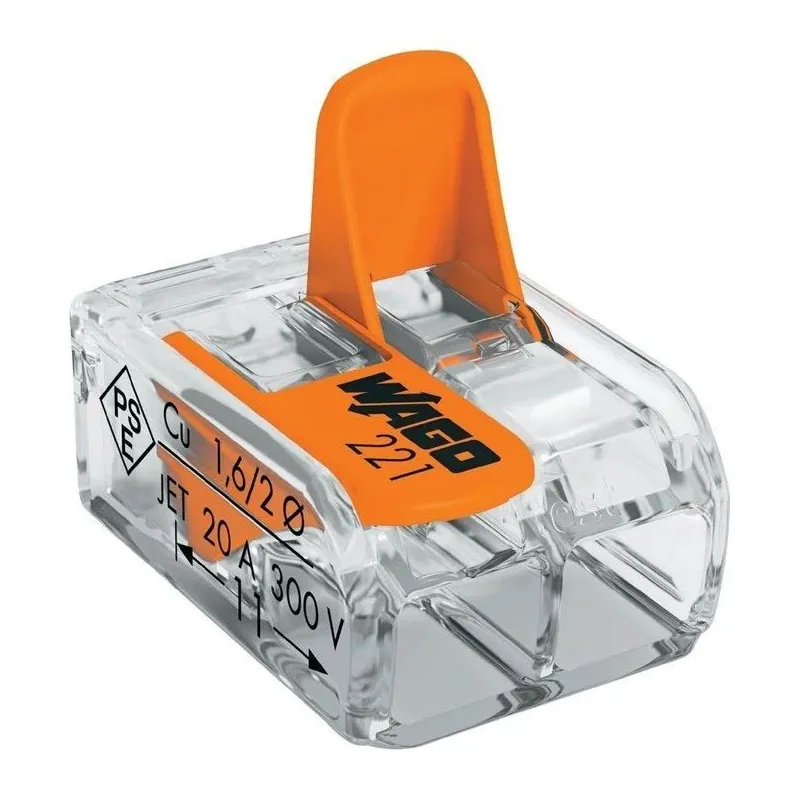 Vadu savienojums Wago 221-412-20, 2 x 0.2-4 mm², 32 A, oranža krās., 20 gab.