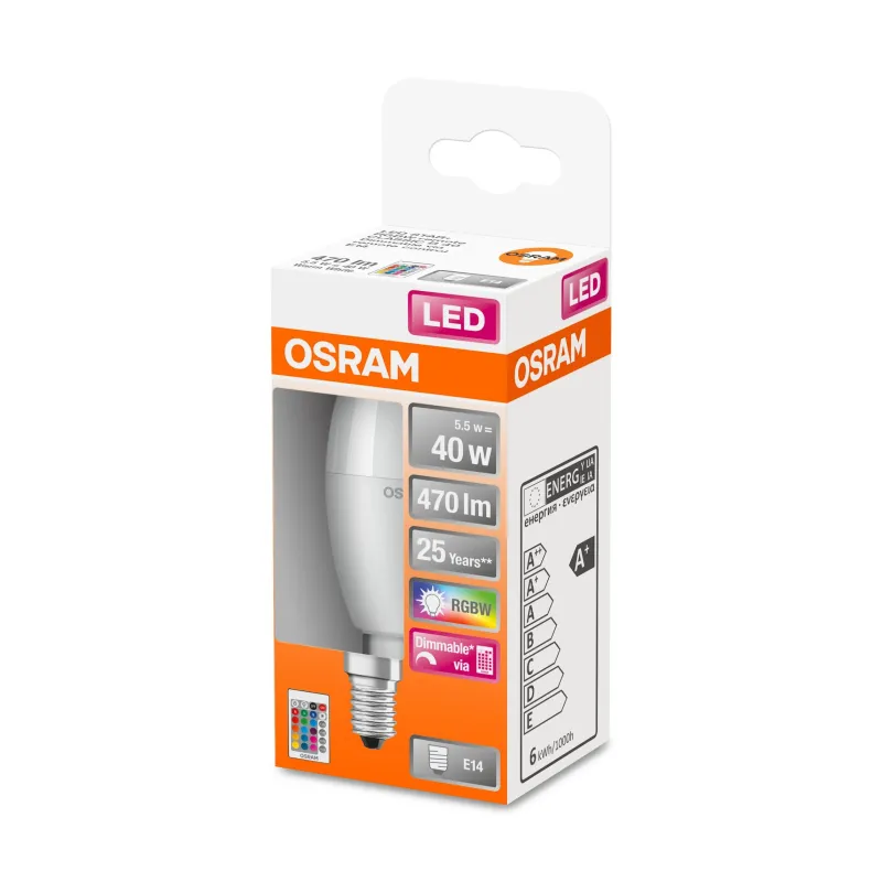 Spuldze Osram LED, B40, daudzkrāsaina, E14, 5.5 W, 470 lm