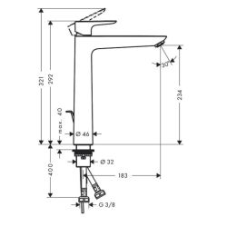 Izlietn.jaucējkrāns hg talis e 240 melns