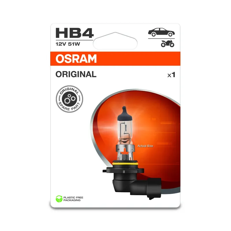 Auto spuldze Osram 9006-1BL, halogēnā spuldze, caurspīdīga, 12 V