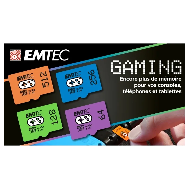 Emtec MicroSDXC 1TB UHS-I U3 V30 A2 Gaming Rouge