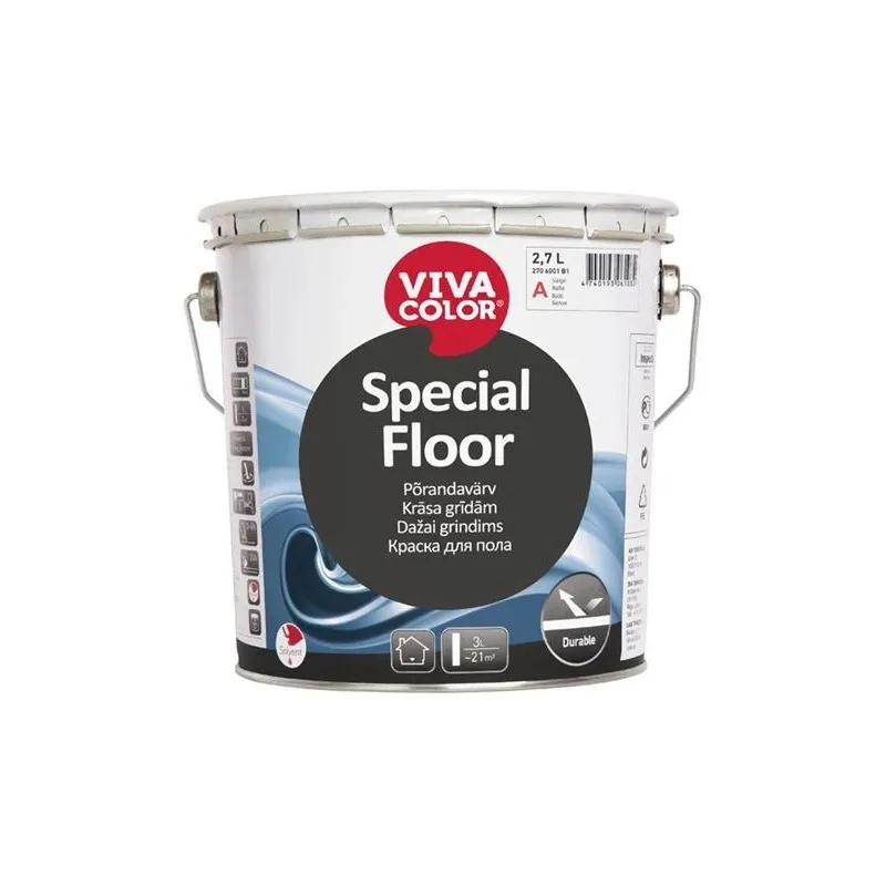 Grīdas krāsa Vivacolor Special Floor, balta, 2.7 l