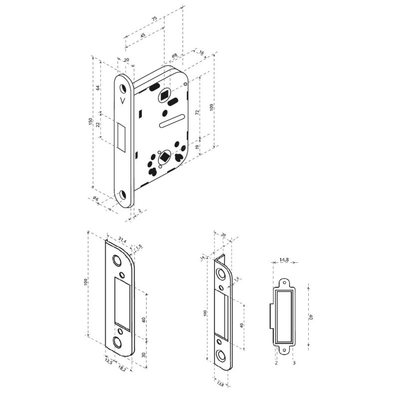 Durvju slēdzenes val2014 kompl.balts