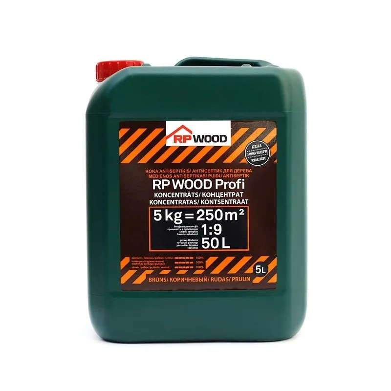 Antiseptisk RP WOOD Profi, brūna krās., 5 l