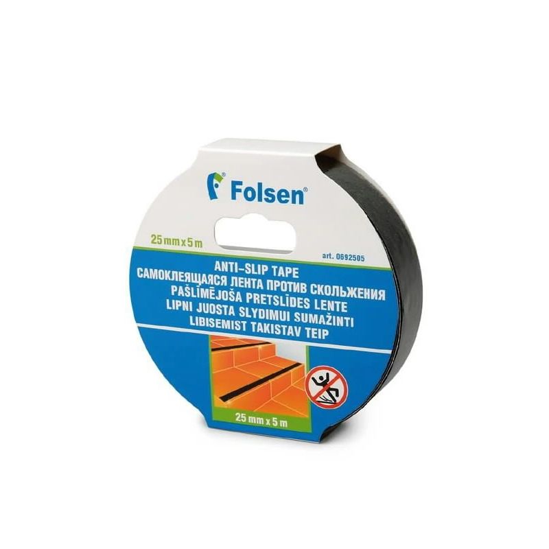 Līmlente folsen pretslīdes melna 25mmx5m