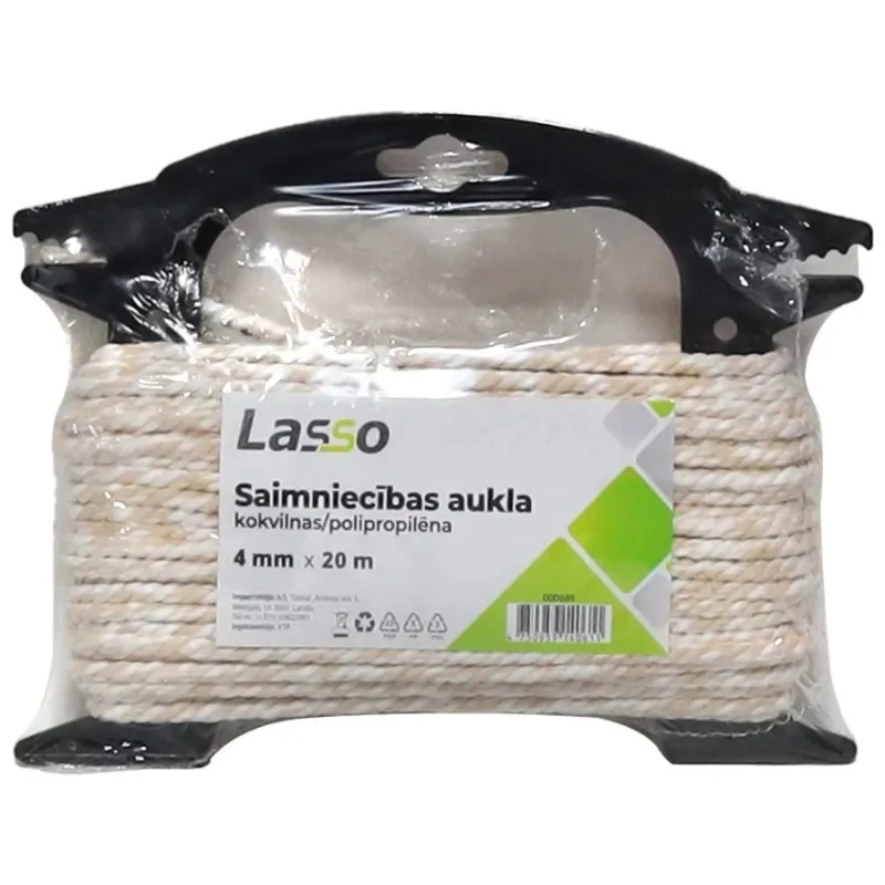 Aukla saimniecības 4mm 20m kokvilna-polipropilēna