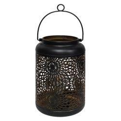 Dārza Laterna ar LED uz baterijām, 15x15x22cm, melna