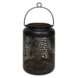 Dārza Laterna ar LED uz baterijām, 15x15x22cm, melna