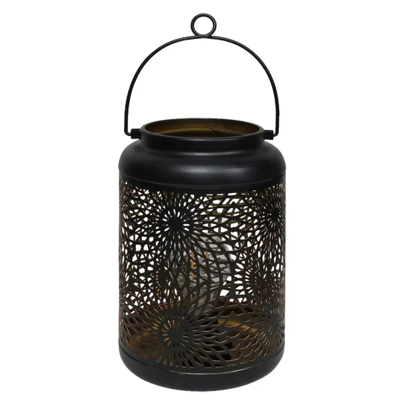 Dārza Laterna ar LED uz baterijām, 15x15x22cm, melna