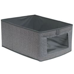 Uzglabāšanas kaste 40x25x20cm ar logu, pelēka