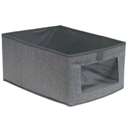 Uzglabāšanas kaste 40x25x20cm ar logu, pelēka
