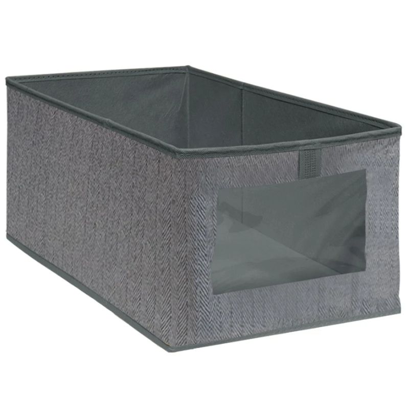 Uzglabāšanas kaste 47x30x25cm ar logu, pelēka