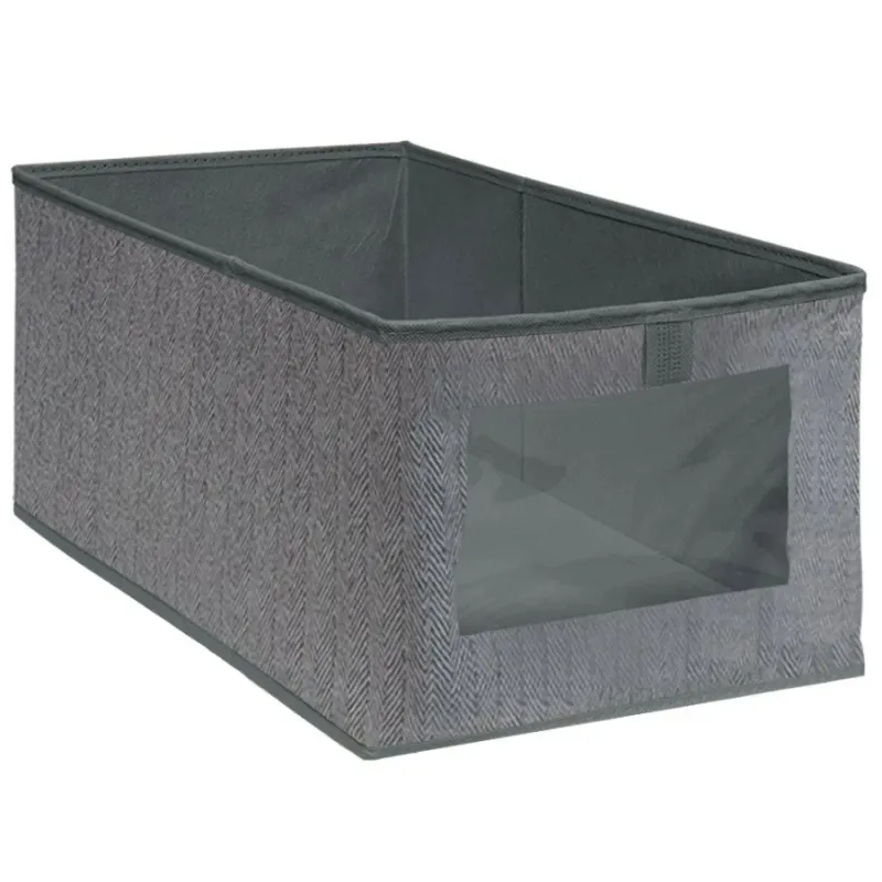 Uzglabāšanas kaste 47x30x25cm ar logu, pelēka