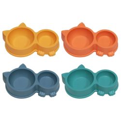 Bļoda dzīvniekiem dubulta, kaķu formas