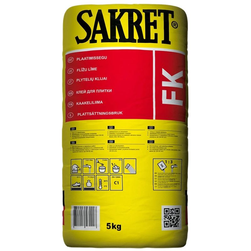 Līme flīžu sakret fk pelēka 5kg