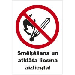Zīme smēķ. un atklāta liesma aizl. 15x22