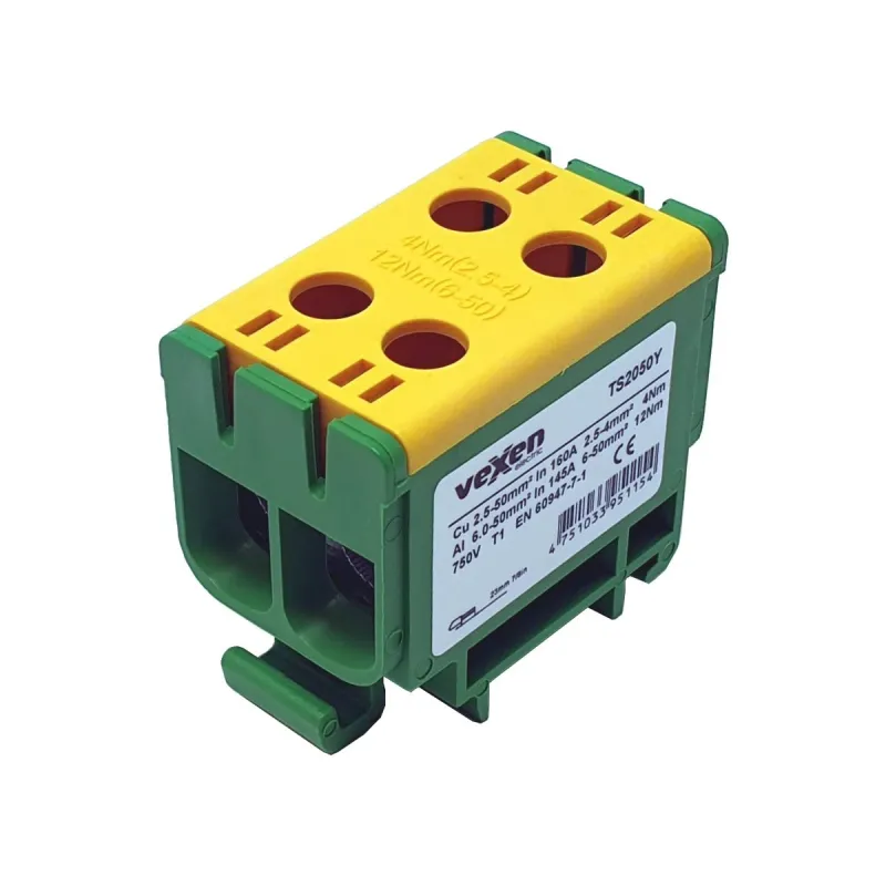 Savienojuma spaile Vexen Electric TS2050Y, 2x2,5-50 mm², dzeltena krās.-zaļa krās.