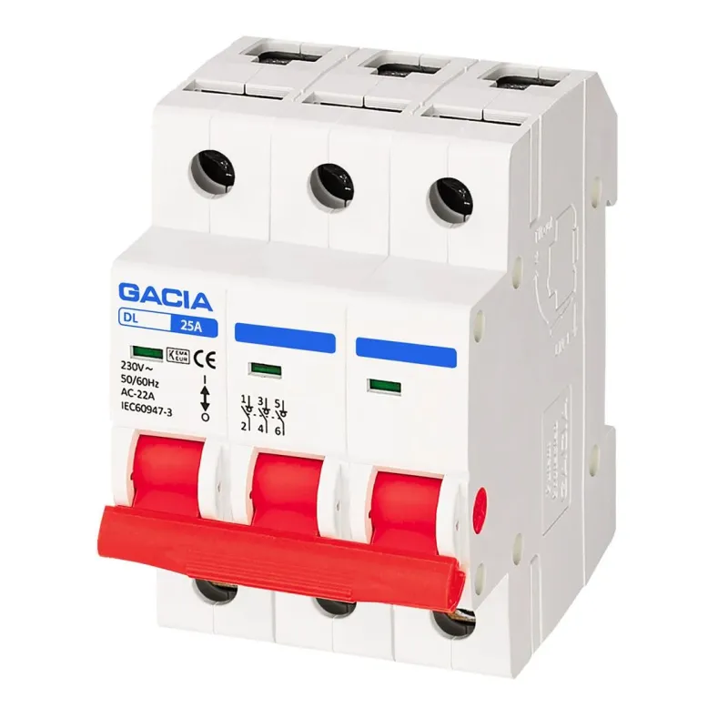 Slēdzis Gacia DL1253P025, 3P, D, 2kA, 25 A