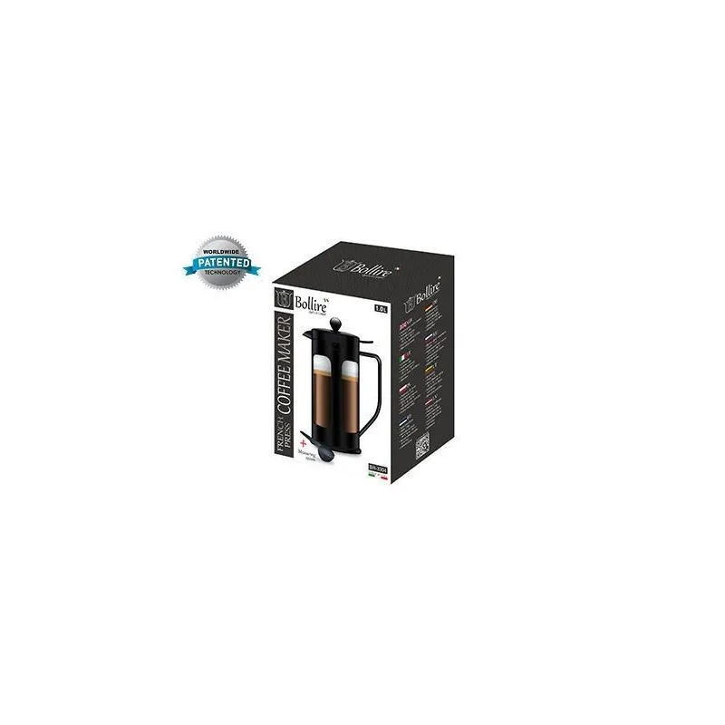 Kafijas kanna French Press Bollire BR-3304, 1 l, melna krās.