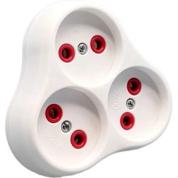 Kontaktligzdu sadalītājs bez zemējuma 3v., balts
