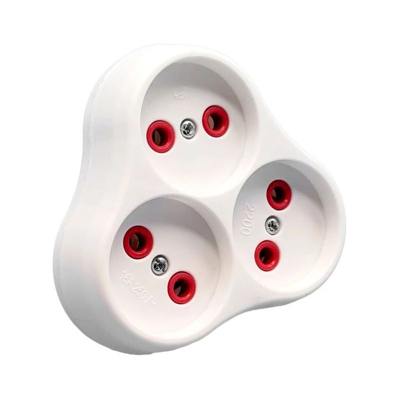 Kontaktligzdu sadalītājs bez zemējuma 3v., balts