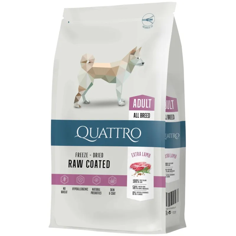 Sausā suņu barība Quattro Adult All Breed, jēra gaļa-rīsi, 3 kg