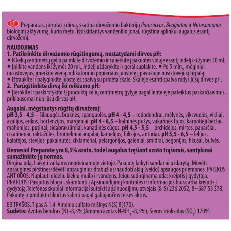 Dirvožemio rūgštintojas rododendrams, šilauogėms, azalijoms Mkds 3005500, miltelinės, 0.5 kg