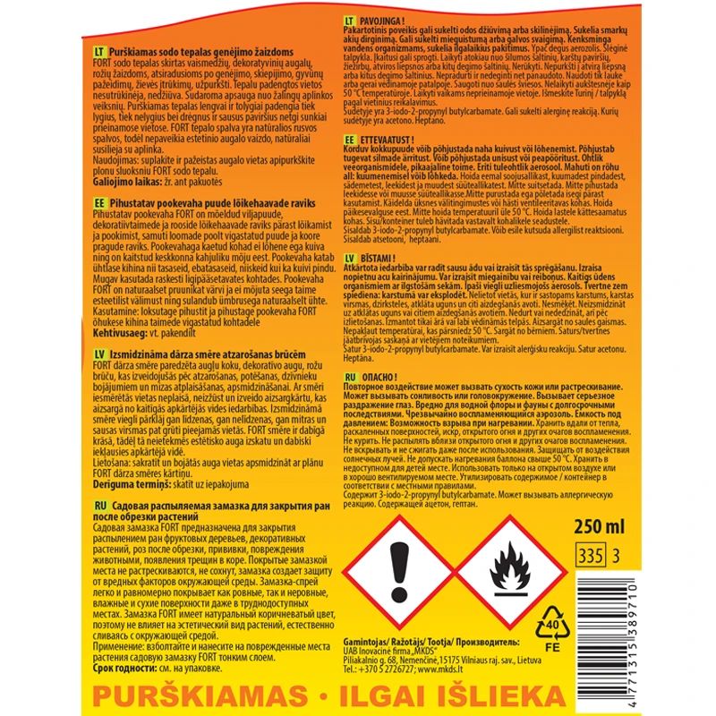 Aerosols koku brūču apstrādei fort 250ml