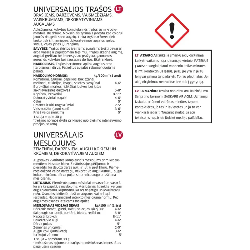 Mēslojums universāls Baltic Agro, granulēts, 4 kg