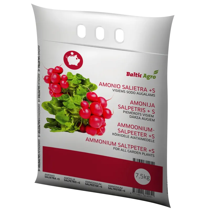 Amonija nitrāts dārza augiem Baltic Agro, granulēts, 7.5 kg