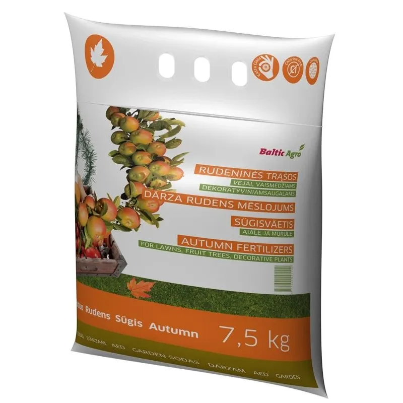 Mēslojums ogu stādiem, zālienam, ziediem Baltic Agro Autumn, granulēts, 7.5 kg