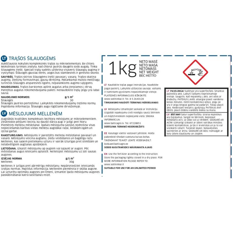 Mēslojums mellenēm npk 4-6-10, 1kg