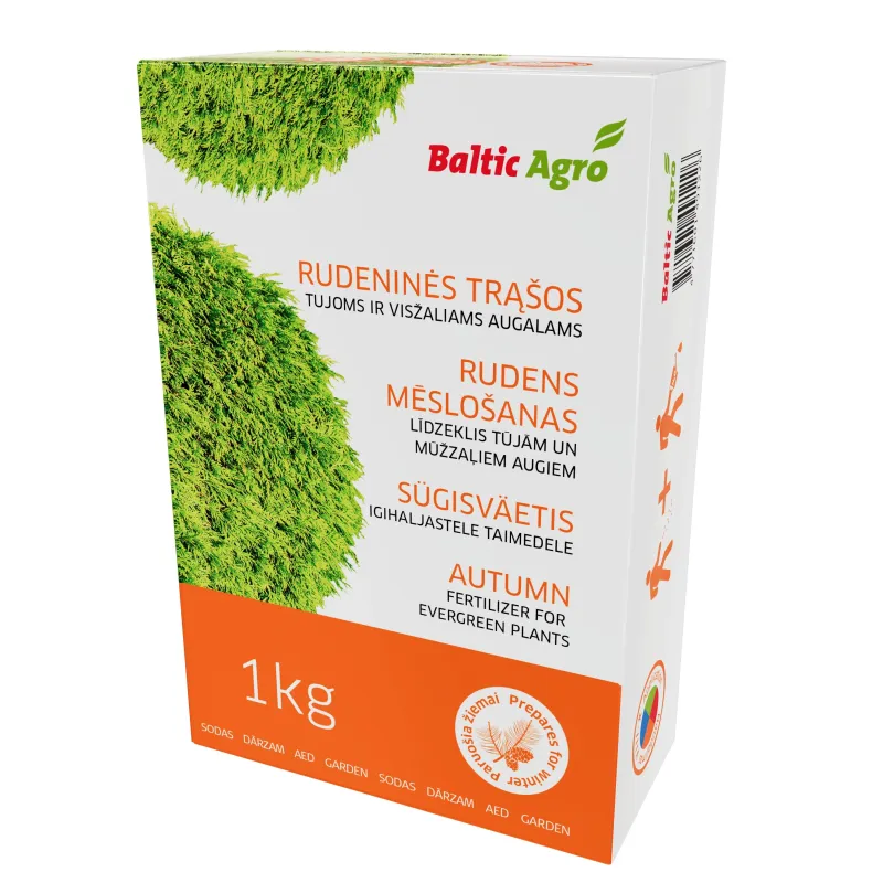 Mēslojums mūžzaļajiem augiem Baltic Agro Autumn fertilizers, granulēts, 1 kg
