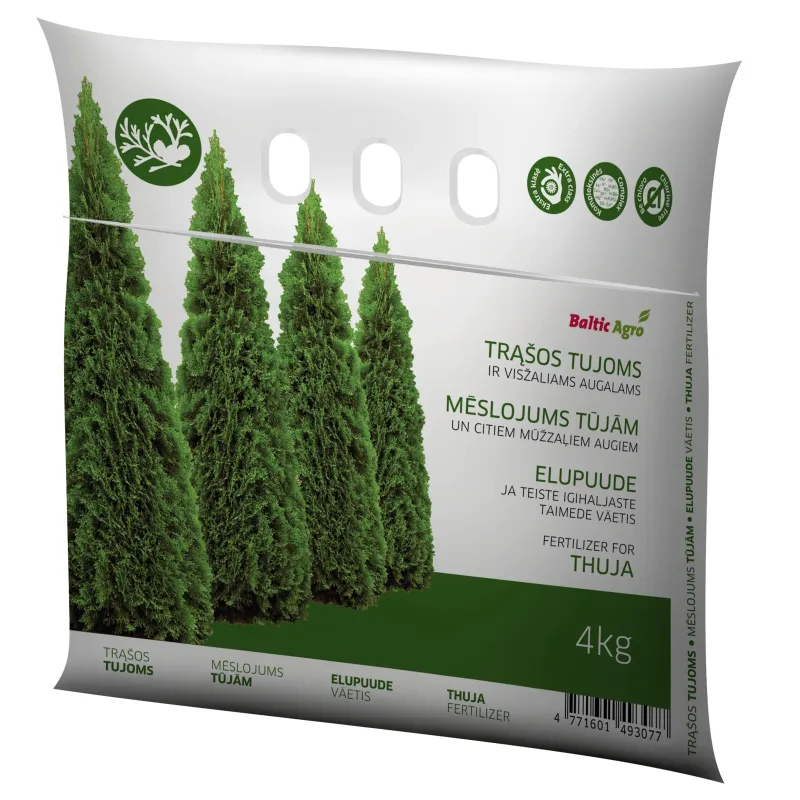 Mēslojums mūžzaļajiem augiem Baltic Agro, granulēts, 4 kg
