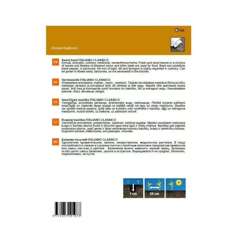 Sēklas Garden Center baziliki Italiano Classico, 1 g