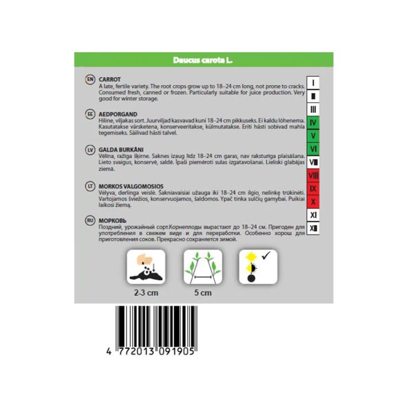 Sēklas galda burkāni karlena