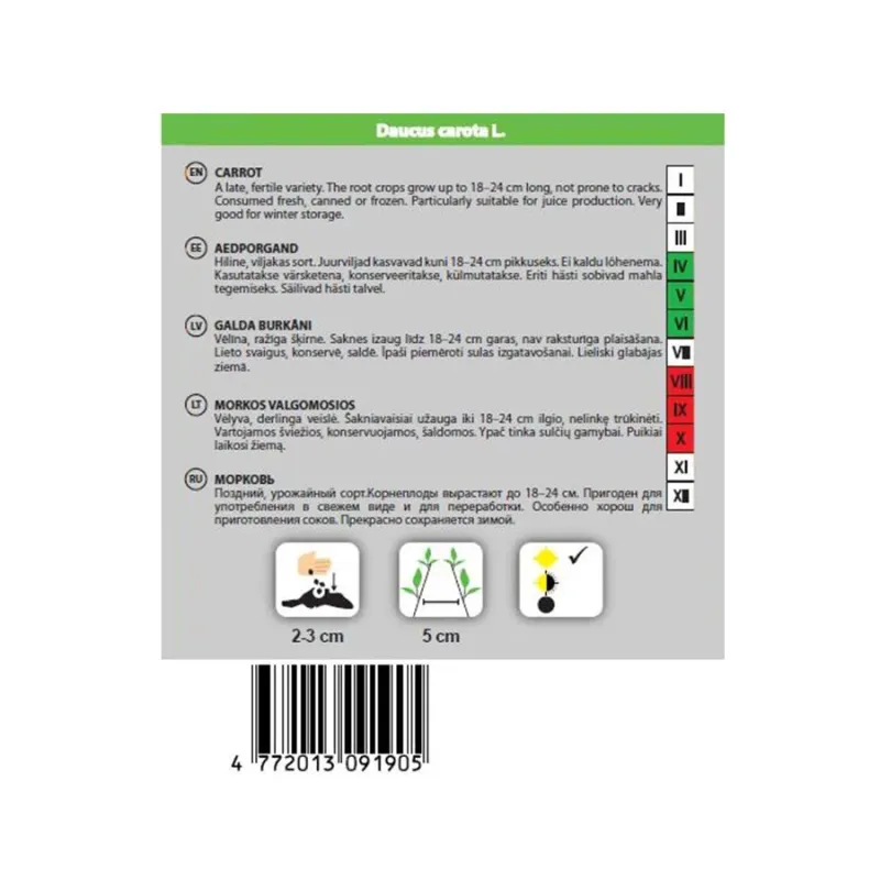 Sēklas Okko, burkāns Karlena, 2 g